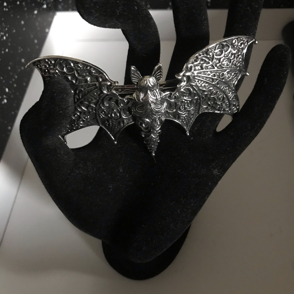 Vintage Silver Bat Hair Accessory